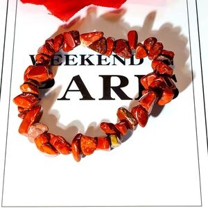 Bracelet And Earrings Set - Red Jasper Natural Stone Healing Stone